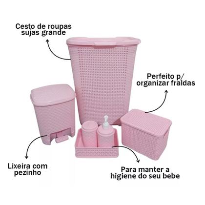 Imagem de Kit Organizador Cuidado Higiene Quarto de Bebê Menino Menina