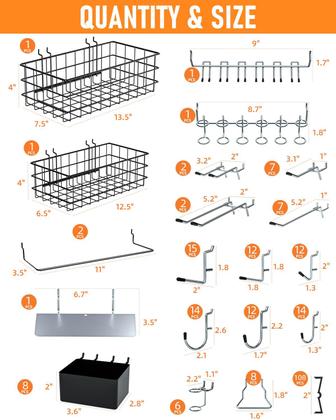 Imagem de Kit organizador de acessórios Pegboard INCLY 238 PCS para Pegboard