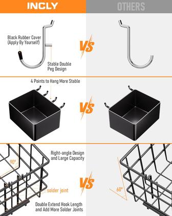 Imagem de Kit organizador de acessórios Pegboard INCLY 238 PCS para Pegboard