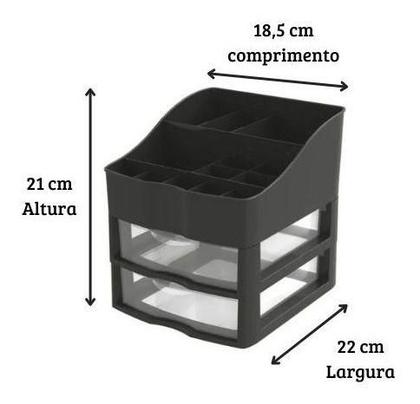 Imagem de Kit Organizador de Cosméticos e Maquiagem 2 Gavetas Preto