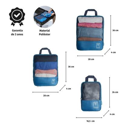 Imagem de Kit Organizador de Mala 3 Peças Azul