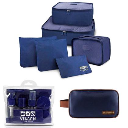 Imagem de Kit Organizador De Malas 14 Pçs Bolsas Nécessaire E Frascos Jacki Design