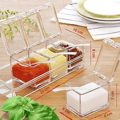 Imagem de Kit Organizador de Temperos 4 Potes Acrílico com Colheres -