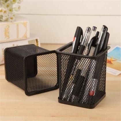 Imagem de Kit Organizador Escritorio 2 Bandejas Documentos Papel A4 Suporte Canetas Lapis Metal Aramado Preto Mesa Home Office Estudos Trabalho Resistente