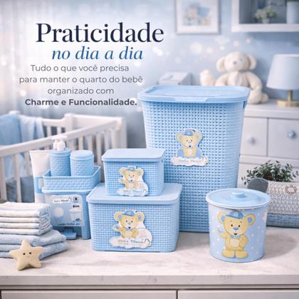 Imagem de Kit Organizador Infantil Rattan Monte Líbano para Quarto de Bebê