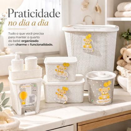 Imagem de Kit Organizador Infantil Rattan Monte Líbano para Quarto de Bebê