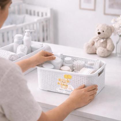 Imagem de Kit Organizador Infantil Rattan Monte Líbano para Quarto de Bebê