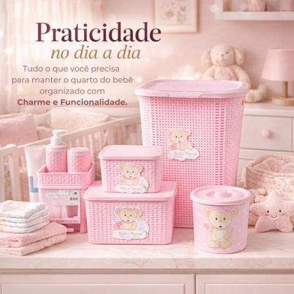 Imagem de Kit Organizador Infantil Rattan Monte Líbano para Quarto de Bebê