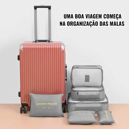 Imagem de Kit Organizador Mala Viagem 6 Peças Saquinhos Nécessaire Roupas Compacto Dobrável Leve Portátil Nylon