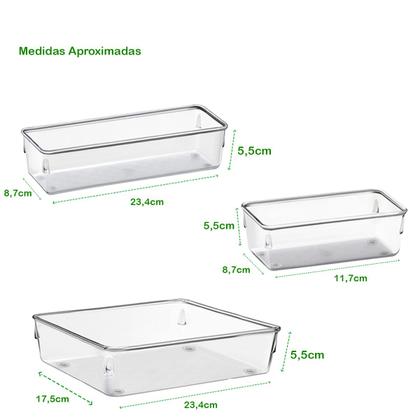 Imagem de Kit Organizador Multiuso 14 Peças Mesa Acrílico Transparente Gaveta