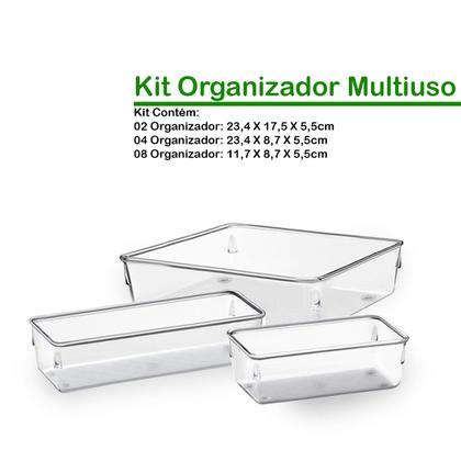 Imagem de Kit Organizador Multiuso 14 Peças Mesa Acrílico Transparente Gaveta