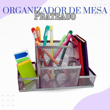 Imagem de Kit Organizador para Escritório com 4 Partes Prata