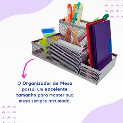 Imagem de Kit Organizador para Escritório com 4 Partes Prata