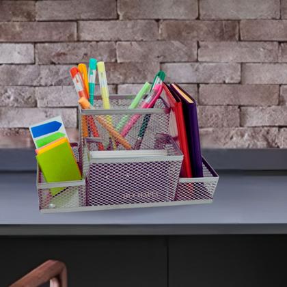 Imagem de Kit Organizador para Escritório com 4 Partes Prata