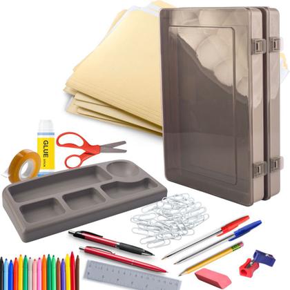 Imagem de Kit organizador para escritório de mesa / gaveta + pasta rígida para documentos Plasutil