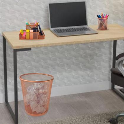 Imagem de Kit Organizador, Porta Caneta e Lixeira Rose Gold Escritório