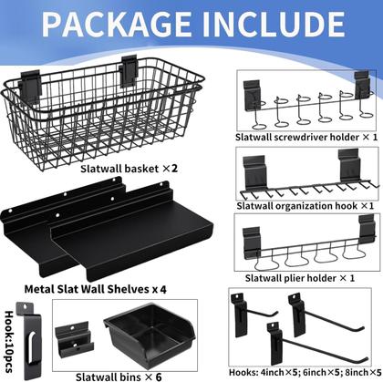 Imagem de Kit Organizador Slatwall BeapTcely com 40 Peças para Armazenamento de Garagem