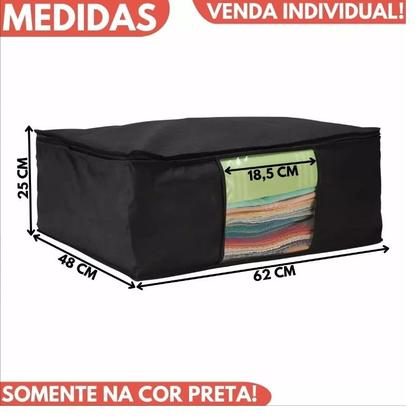 Imagem de Kit Organizador TNT Caixa Closet Roupa Cama Edredom Toalha Preto 62cm 2 A 8 unidades