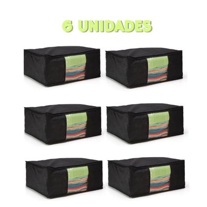 Imagem de Kit Organizador TNT Caixa Closet Roupa Cama Edredom Toalha Preto 62cm 2 A 8 unidades