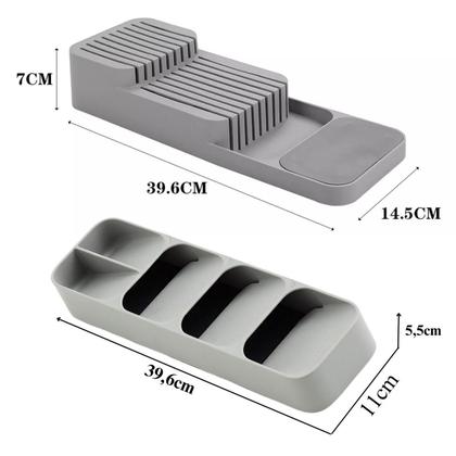 Imagem de Kit Organizadores de Faca e Talheres C/ Divisórias para Gaveta Maxx
