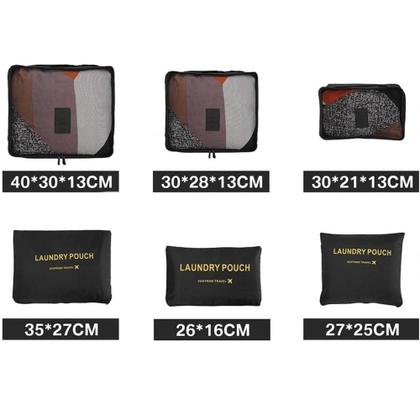 Imagem de Kit Organizadores Mala de Viagem 6 Peças Impermeável Preto