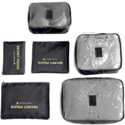 Imagem de Kit Organizadores Mala de Viagem 6 Peças Impermeável Preto