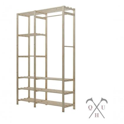Imagem de Kit Organizadores Verticais De Sapatos Madeira Pinus Decorativa E Armário Pinus C/ Prateleiras Porta