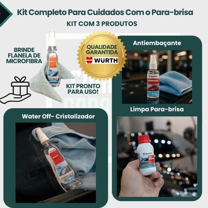 Imagem de Kit Original Para Brisa E Water Off E Anti Embaçante E Flanela Grátis Limpeza E Proteção Rende Muito Produto Original Wurth
