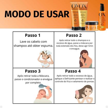 Imagem de Kit Ox Mari Maria Hair Vita Glow: Shampoo, Condicionador, Máscara e Defrizante