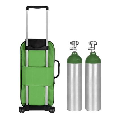 Imagem de Kit Oxigênio 3L 2 Cilindros Bolsa com Rodinhas Verde