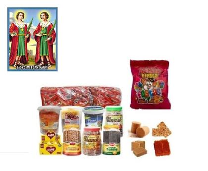 Imagem de Kit p/ 50 pessoas com 8 tipos de Doces Cosme e Damião