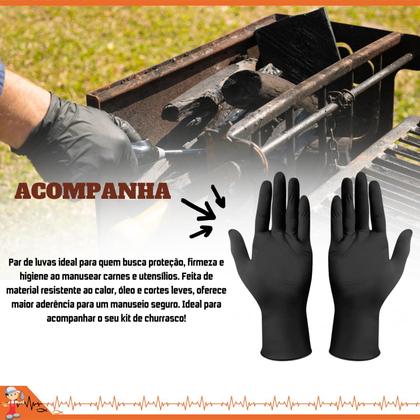 Imagem de Kit P/ Churrasco Tramontina Aço Inox 3 Pçs + Luva Nitrílica