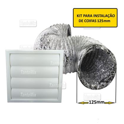 Imagem de Kit P/ Inst. De Coifas C/ Grelha De Exaustão Auto Fechante 125mm E Duto 6m