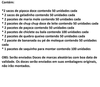 Imagem de Kit p/ Montar 100 Saquinhos Doces Sortidos Dia das Crianças