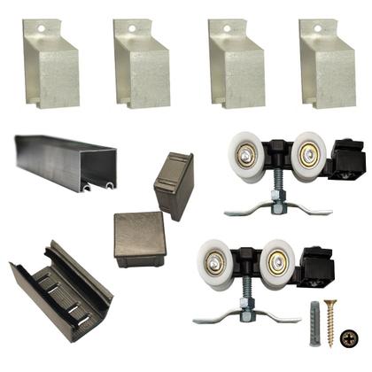 Imagem de Kit p/ Porta Correr Trilho Alumínio 35x35 1,60m Natural - RDA-4 - KT-711