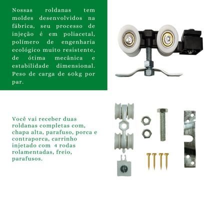 Imagem de Kit p/ Porta Correr Trilho Alumínio 35x35 2,00m Preto - RDA-2 - KT-713P.20