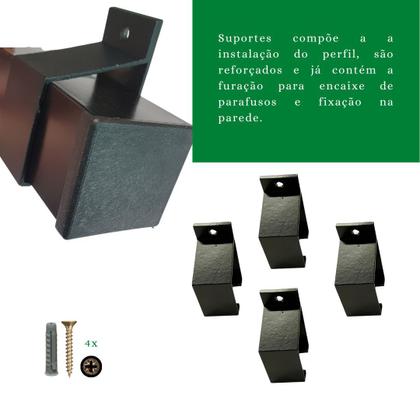 Imagem de Kit p/ Porta Correr Trilho Alumínio 35x35 2,00m Preto - RDA-2 - KT-713P.20