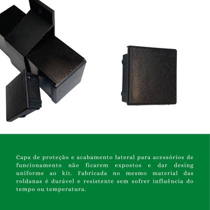 Imagem de Kit p/ Porta Correr Trilho Alumínio 35x35 2,00m Preto - RDA-2 - KT-713P.20
