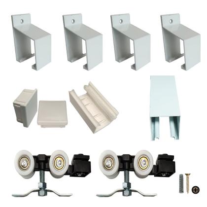 Imagem de Kit p/ Porta Correr Trilho Alumínio 35x35 2,50m Branco - RDA-4 - KT-740.25