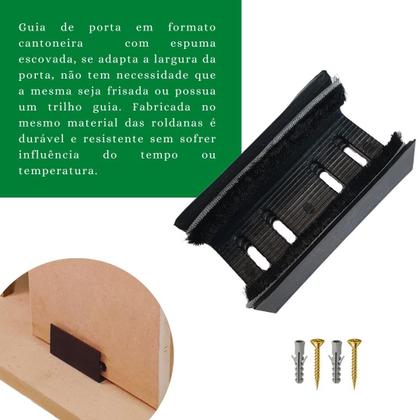Imagem de Kit p/ Porta Correr Trilho Alumínio 35x35 2,50m Preto - RDA-4 - KT-713.25