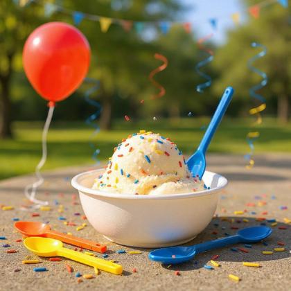 Imagem de Kit p/ Sorvete Açaí 200 Colheres +200 Cumbucas Isopor 200ml