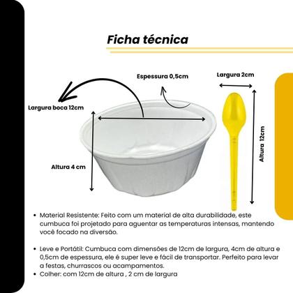 Imagem de Kit p/ Sorvete Açaí 200 Colheres +200 Cumbucas Isopor 200ml