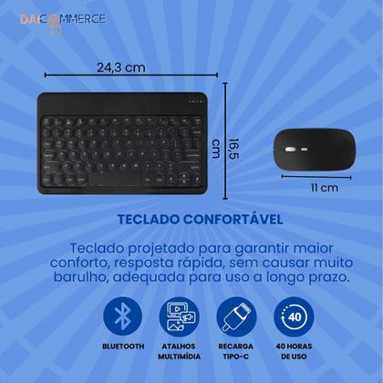 Imagem de Kit p/ Tablet Tcl Tab 11 Fe: Capa Giratória, Teclado c/ Mouse Bluetooth e Película Hidrogel