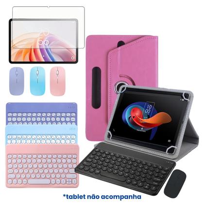 Imagem de Kit p/ Tablet Tcl Tab 11 Fe: Capa Giratória, Teclado c/ Mouse Bluetooth e Película Hidrogel
