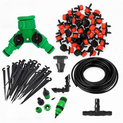 Imagem de Kit P/ Vaso Conexão T, L, Y Tampões, Engate E Mangueira Pvc Irrigação Gotejamento Completo 48 Bicos