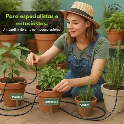 Imagem de Kit P/ Vaso Conexão T, L, Y Tampões, Engate E Mangueira Pvc Irrigação Gotejamento Completo 48 Bicos