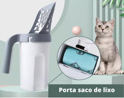 Imagem de Kit Pá Higiênica Gatos E Cães + Saco De Lixo + 4kg Areia Sanitária