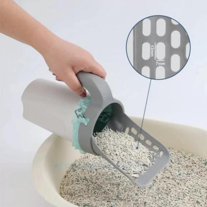 Imagem de Kit Pá Higiênica Gatos E Cães + Saco De Lixo + 4kg Areia Sanitária