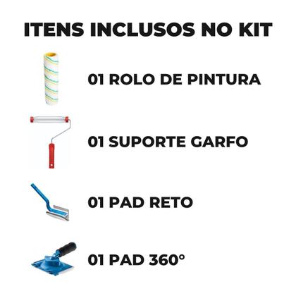 Imagem de Kit Pad Cantos E Rodapés + Suporte Garfo + Rolo De Pintura