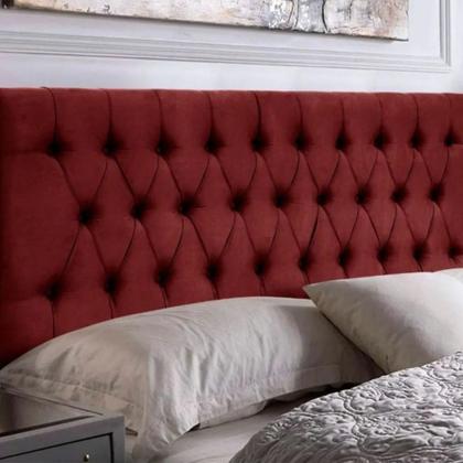 Imagem de Kit Painel Cabeceira com Bau Calçadeira Dubai 1,28m Para Cama Viúva Solteirão Suede Vermelho - Aurora Line
